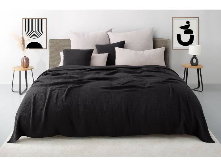 Tagesdecke GOODPRODUCT Bailee, Musselin, 100% Baumwolle, Kundenliebling , anthrazit, B:140cm L:200cm, Baumwolle, Tagesdecken, Tagesdecke, weiche Musselin Qualität, viele Farben erhältlich, ab 140x200 cm