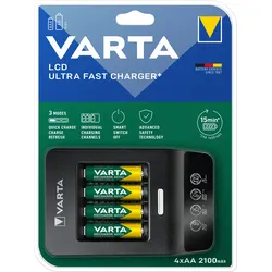 Varta Ladegerät 2100mAh LCD Ultra Fast Charger+ inkl. 4x AA 56706