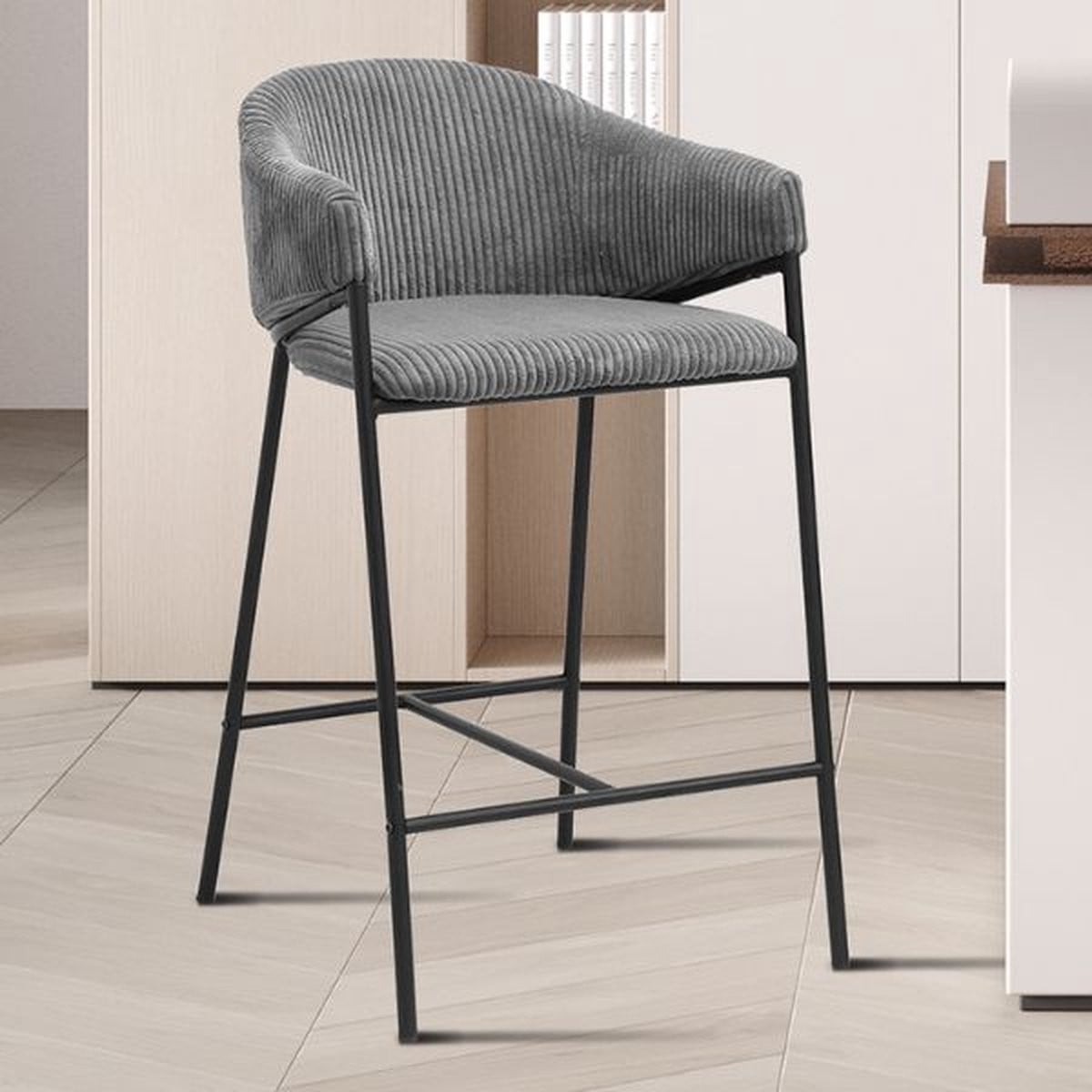 Barstoel Hugo Donkergrijs Corduroy – Rousseau – Zithoogte: 66 cm