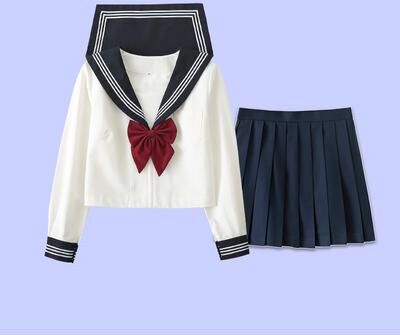 Fusion Finds School Uniform For Women, JK Sailor Suit With Red Tie, Long Sleeve Sailor Uniform, Sexy Cosplay Costume, Spring a22 long Sleeved xl