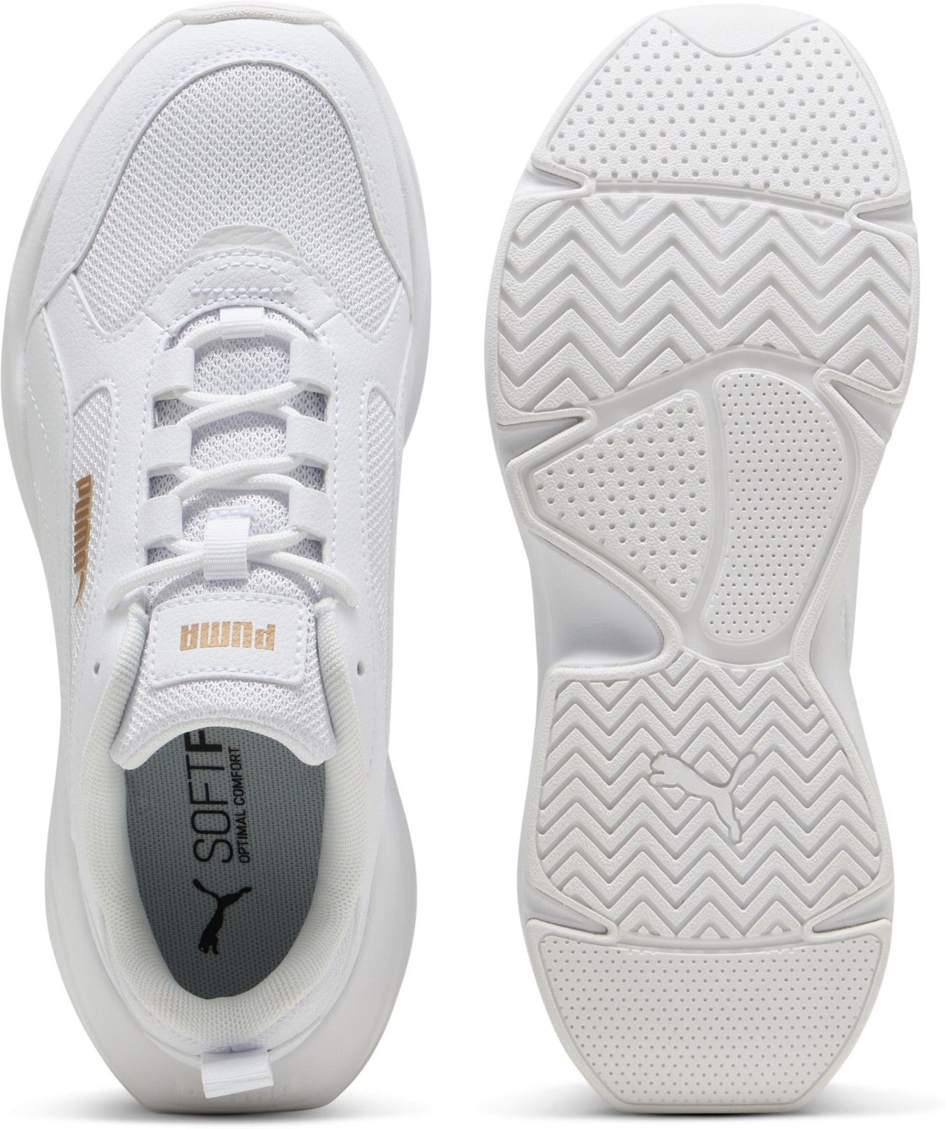 Sneaker PUMA "CASSIA 20", Damen, Gr. 42, Textil, weiß (puma weiß, puma gold, puma weiß), Schuhe Sneaker, für sportliche und lässige Looks, angenehmes Tragegefühl
