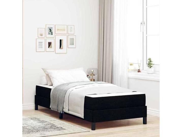 Lit à ressorts avec matelas-Sommier à ressorts de lit Noir 90 x 190 cm tissu 975052