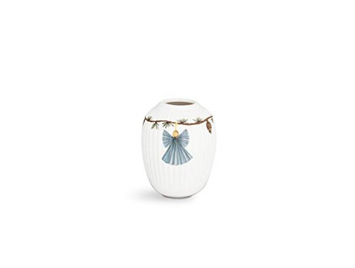 Kähler Vase H10.5 cm Hammershøi Christmas fait main avec peinture à l'aquarelle\, blanc