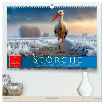 Störche - Zeit für schöne Augenblicke (hochwertiger Premium Wandkalender 2027 DIN A2 quer), Kunstdruck in Hochglanz