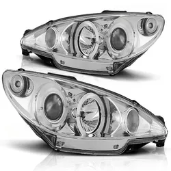 Scheinwerfer Angel Eyes passend für Peugeot 206 Bj. 98-06 Chrom H7