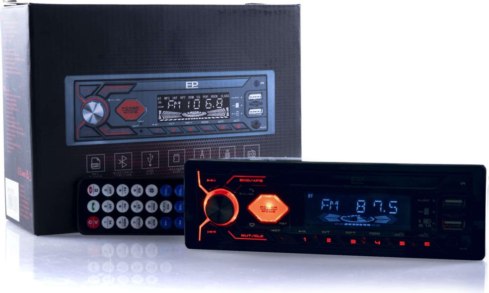 EP AUDIO EINPARTS EPCR05R Autoradio met Bluetooth, USB, AUX en ondersteuning voor diverse bestandsformaten