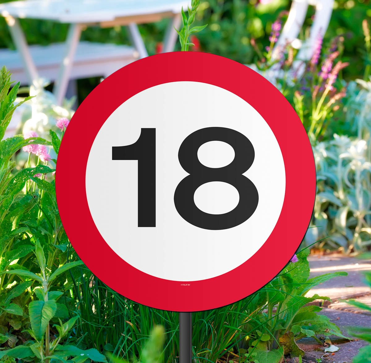 Folat Party Products Verkeersbord Tuinbord 18 Jaar voor Volwassenen