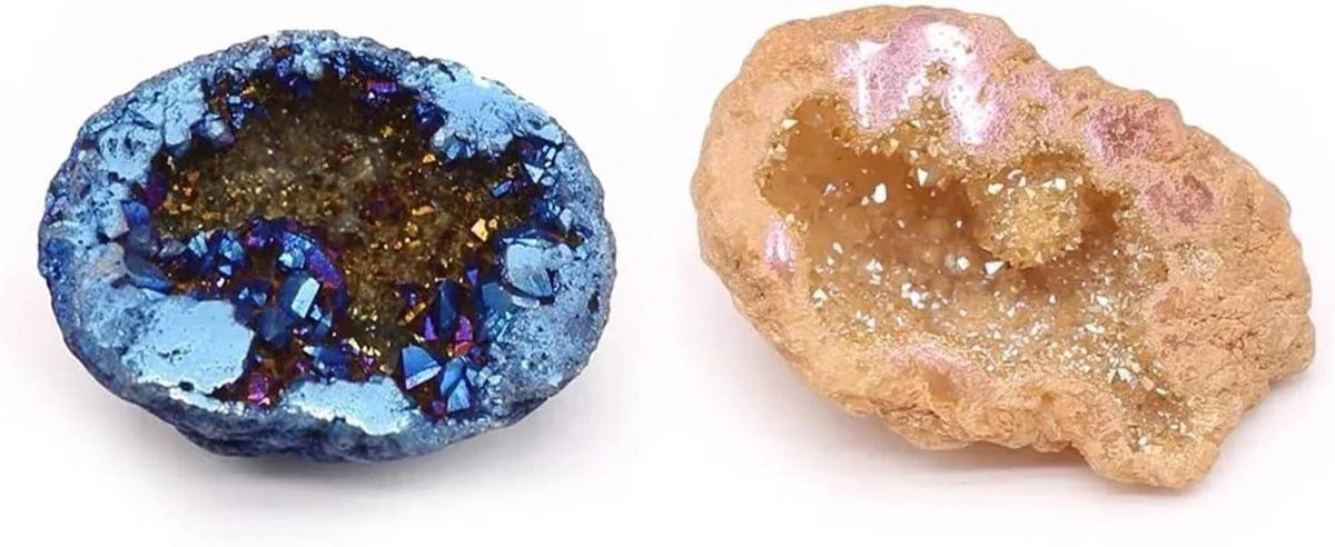Set van 2 gekleurde natuursteen agaat edelstenen met unieke vormen voor het maken van sieraden