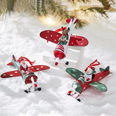 Modern Mode Marketplace Antique Style Santa Claus Airplane, Retro Iron Christmas Pendant, Christmas Tree Hanging Decoration santa Claus