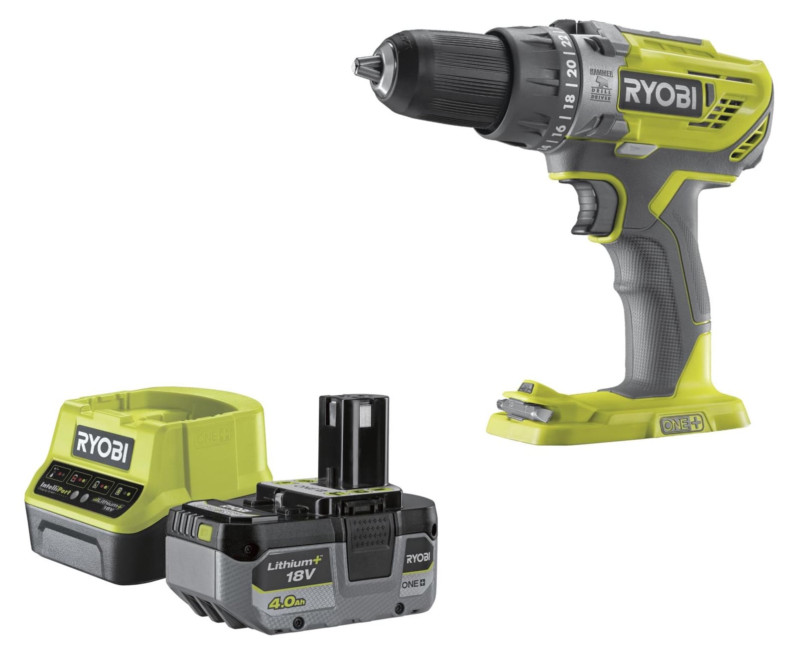 Ryobi 18V ONE+ Accuboormachine-schroefmachine set R18PD3-140SA inclusief 1 x 18V 4Ah accu