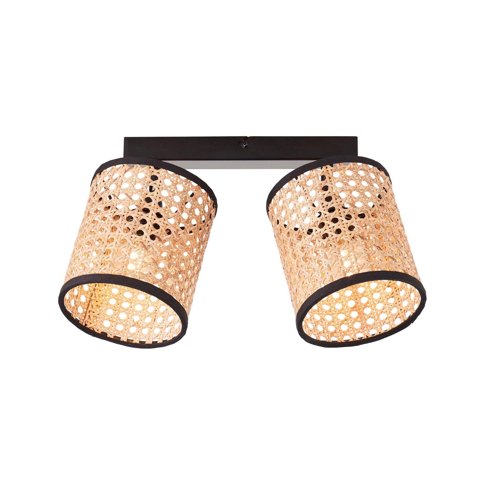 BRILLIANT Lampe, Wiley Spotbalken 2flg holz hell/schwarz, 2x D45, E14, 60W, Köpfe schwenkbar