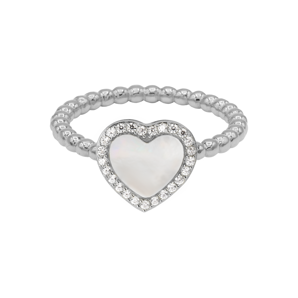 Jacques Lemans Ring Herz Sterlingsilber mit Perlmutt und Zirkonia
