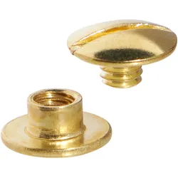 100 Buchschrauben, Messing 2 mm | Hülse mit Loch, Schraube geschlitzt, Metall, gold