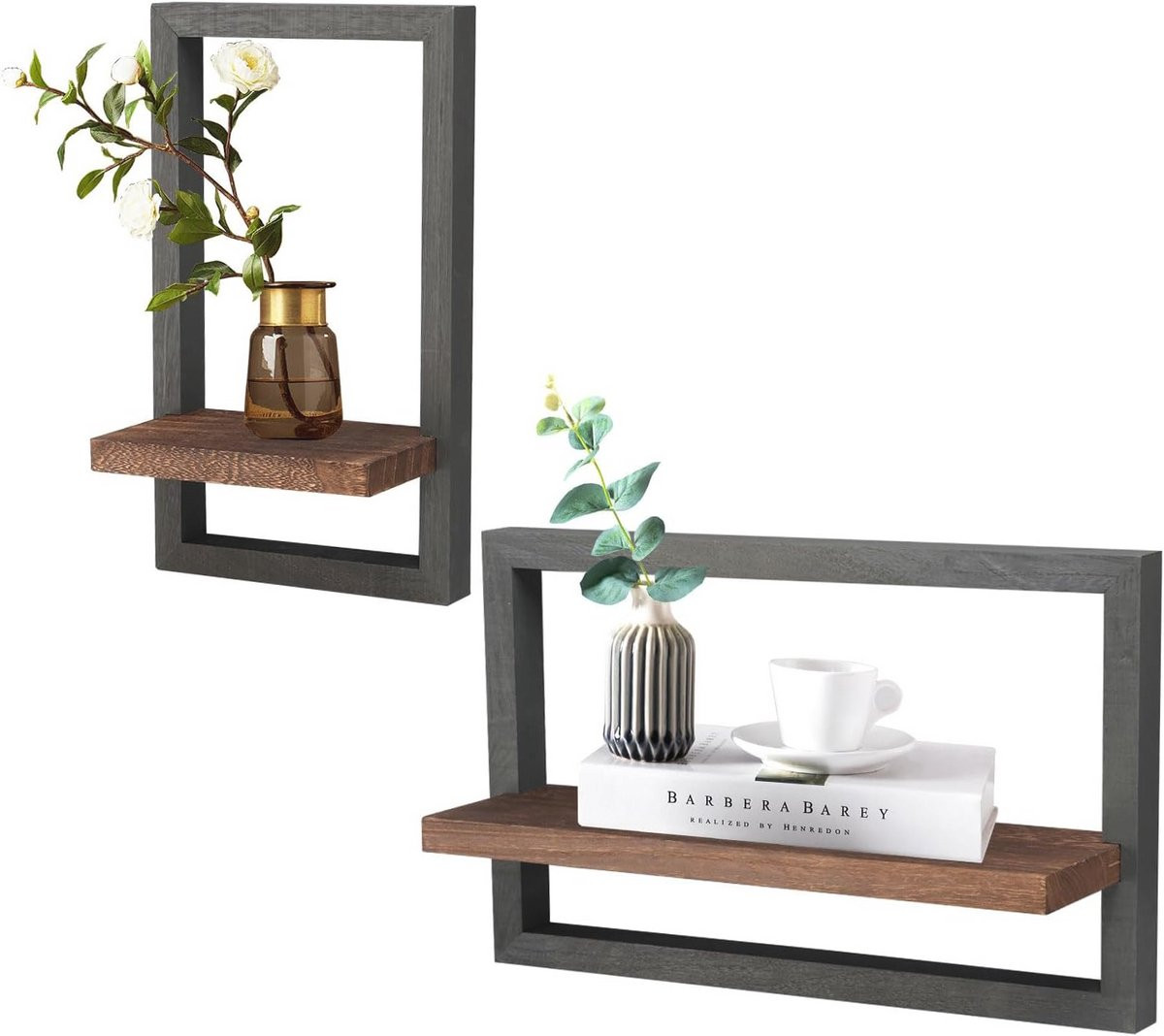 Set van 2 houten wandplanken voor de badkamer, woonkamer of keuken