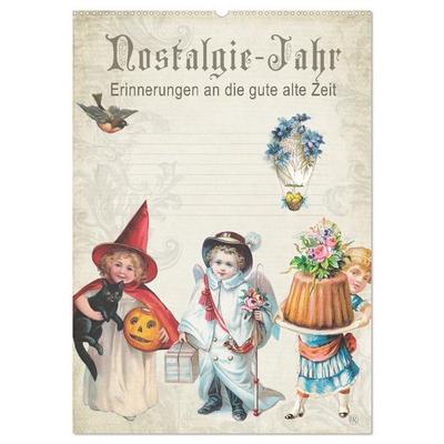 Nostalgie-Jahr, Motive aus alten Poesiealben (Wandkalender 2026 DIN A2 hoch), CALVENDO Monatskalender
