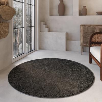 Hochflor-Teppich WECON HOME BASICS "Nova", grau (anthrazit), B:200cm H:25mm L:200cm, Polyester, Teppiche, Shaggy, gewebt, robust, Wohnzimmer, Schlafzimmer