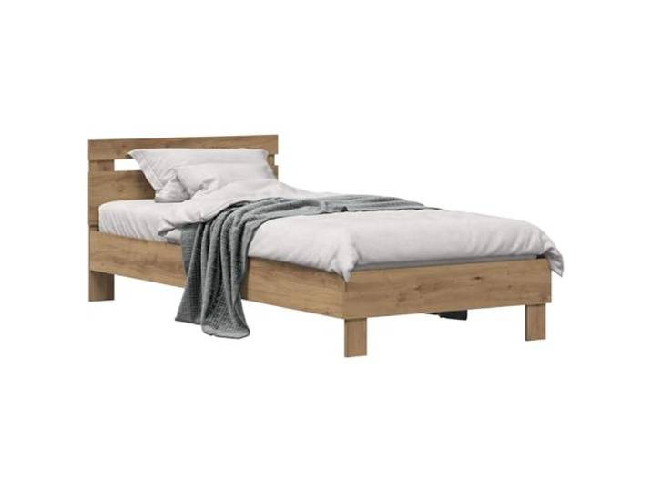 KKgypkn Bettrahmen Artisan-Eiche 98,5 x 200 cm Holzwerkstoff Bettgestell mit Kopfteil und Beinen