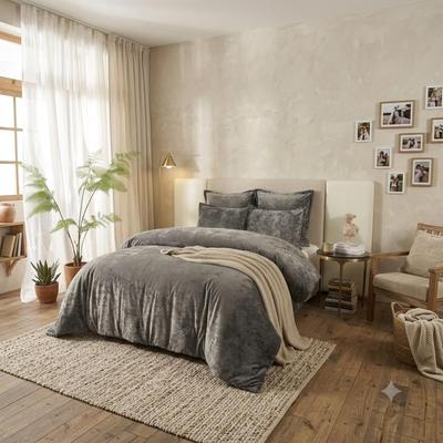 Say Yes Bedding Zera Silvery Grey 100% Velvet 5 pcs Comforter Set