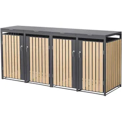 MÜLLTONNENBOX 4er Anthrazit-Holzoptik