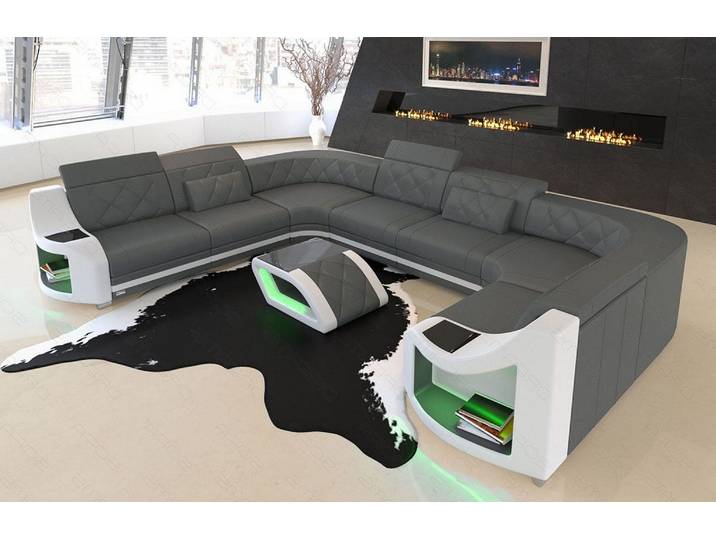 Designsofa Genua U-Form aus Leder