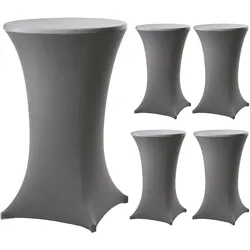 Baumarktplus 5x Stehtischhusse grau 60 cm Husse Partytisch Bistrotisch Tischdecke Decke