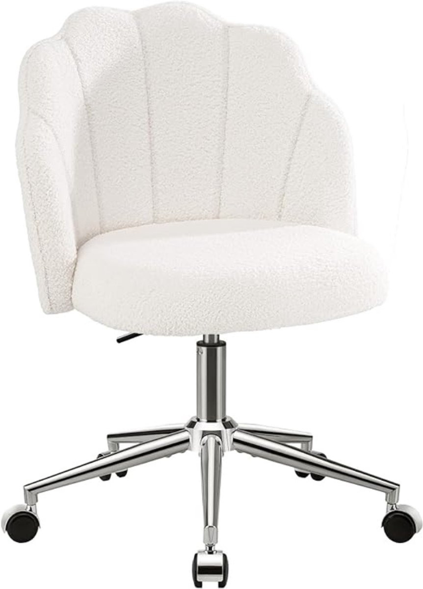 Verte Makeup Chair - Comfortabele en in hoogte verstelbare make-upstoel met wieltjes en 360 graden draaibaar - Wit