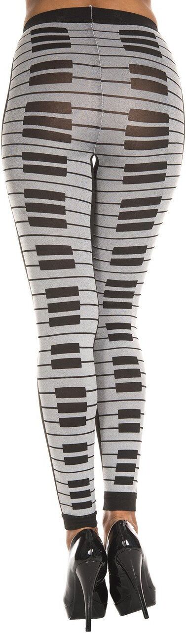 Music Legs Leggings gris fashion imprimé touches de piano