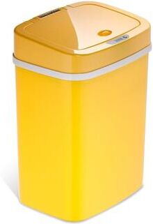 NINESTARS 3.2 Gallon Yellow Rectangular Motion Sensor Trash Can
