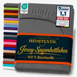 EXKLUSIV HEIMTEXTIL Jersey Spannbettlaken Premium 200 x 220 cm Anthrazit