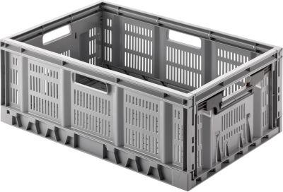 Klappbox, recycelbar & stapelbar, Traglast 20 kg, 600 x 400 x 233 mm, grau
