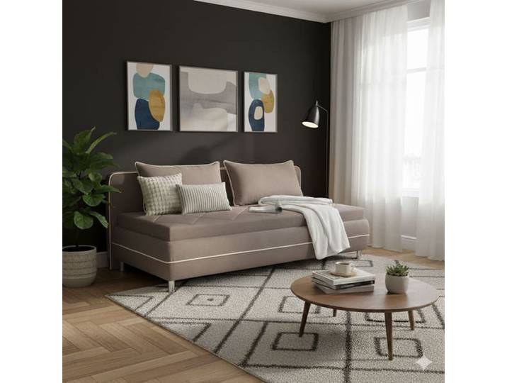 Sofaliege Vitana Webstoff mit Bettkasten Kunstfaser 82x213x106cm Taupe Relaxfunktion klassischer Stil