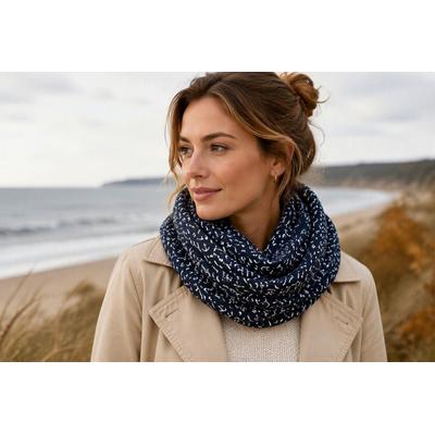 Loop LAURA SCOTT, Damen, blau (marine, weiß), Web, Kunstfaser, bedruckt, gemustert, Modetücher Loop, leichtes Webmaterial, einlagige Verarbeitung