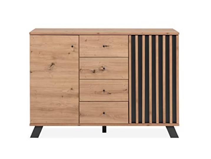 möbelando Kommode >Medan< (BxHxT: 118x85x45 cm) in Artisan Oak/Anthrazit