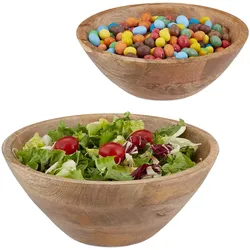 Relaxdays 2-tlg. Salatschüssel-Set, Schüssel + Schale, Braun