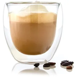 Bambuswald Kaffeeglas 240 ml Thermoglas handgemacht Borosilikatglas Klarglas