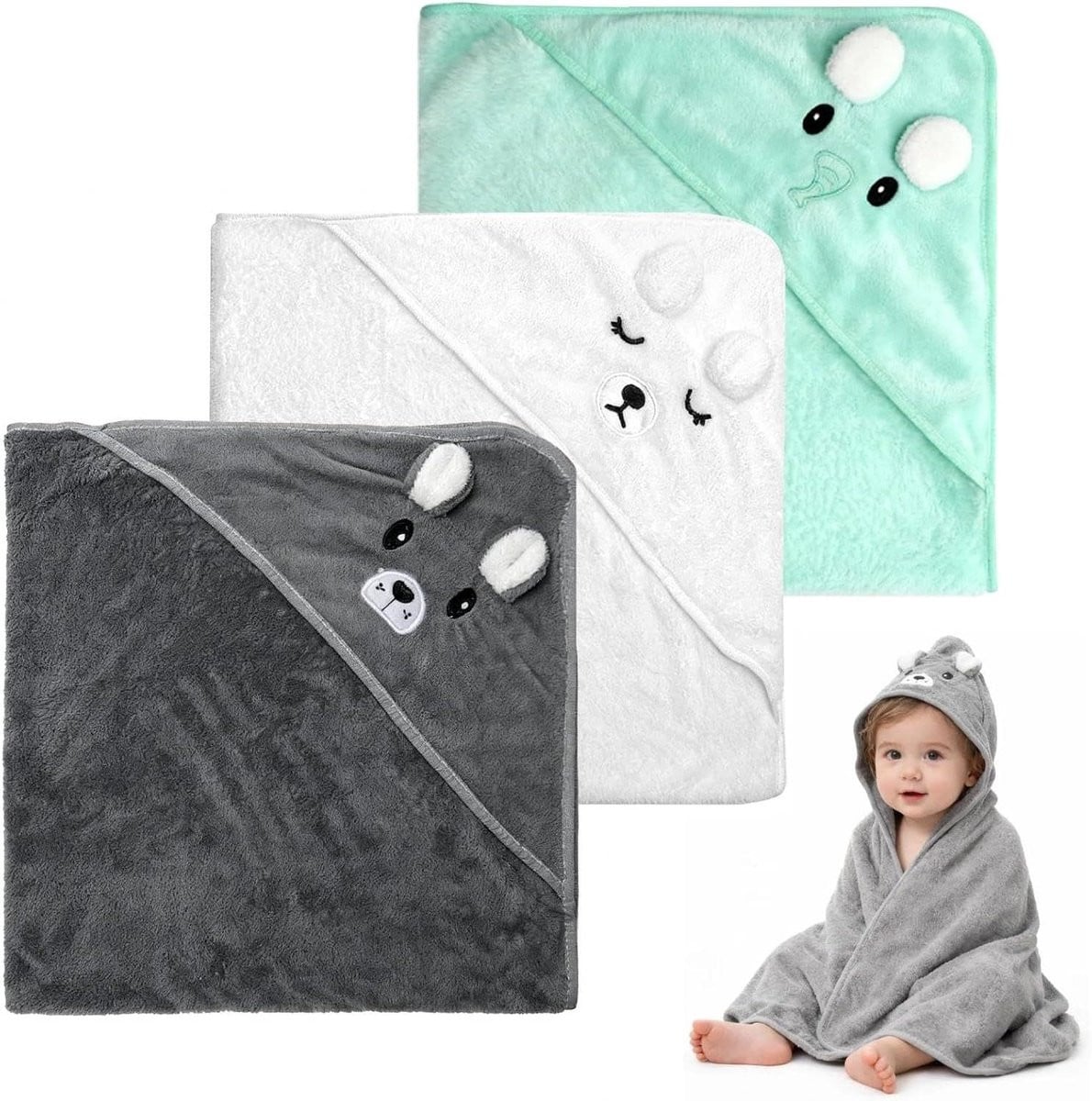 Zachte baby handdoek met capuchon van coral fleece - 80 x 80 cm