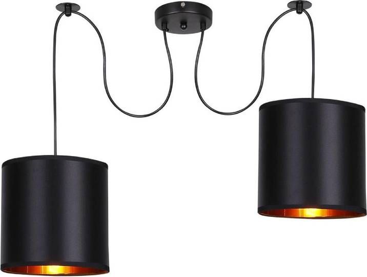 Candellux Schwarz und Kupfer Pendelleuchte Candida für Birne 2x E27 32-00842