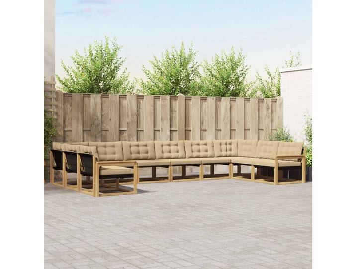vidaXL Outdoor-Sofagarnitur 10 stk. 10-Sitzer Weiß und Beige