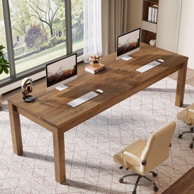 Bluebell 78.7 Inches Extra Long Solid Wood Desk, 2-Person Desk, Double Computer Table for Home Office