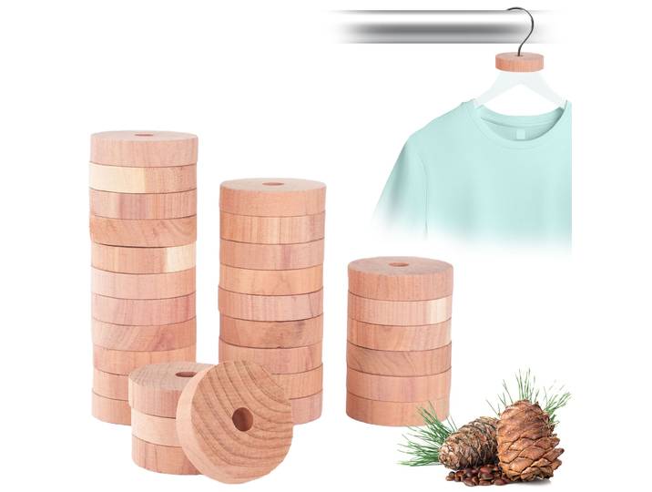 Mottenringe aus Zedernholz im 30er-Set