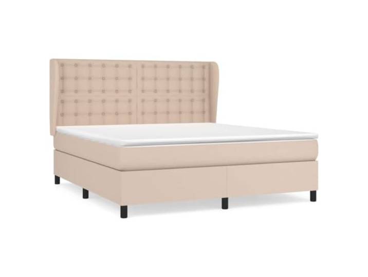 PUGYNBK Boxspringbett, Cappuccino, 160 x 200 cm, mit Matratze Kopfteil höhenverstellbar, Taschenfederkerne, mittlere Härte, einfache Reinigung