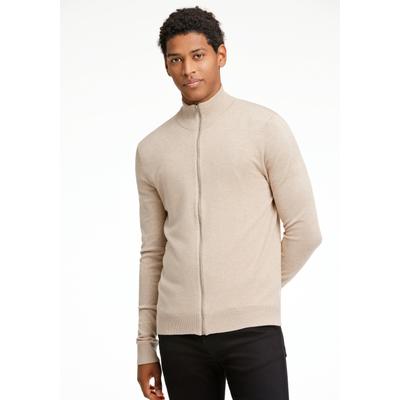 Cardigan LINDBERGH "Cardigan Slim Fit", Herren, Gr. XL, beige (sand mel), Obermaterial: 80% Viskose, 20% Nylon, unifarben, Strickjacken