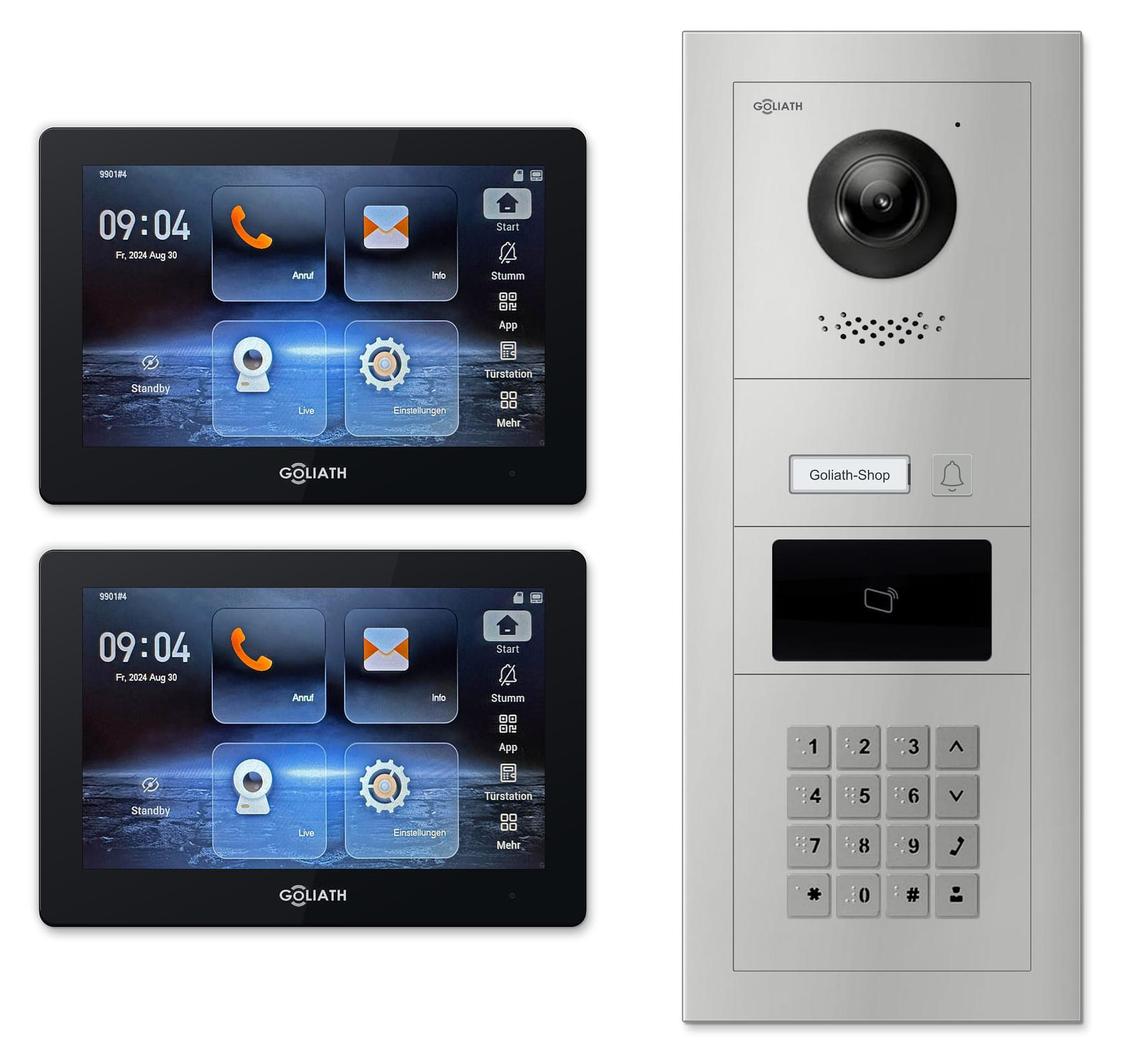 Goliath Premium IP GL-IPH156.6 Video-Türsprechanlage, 1 Familie, 2× 7 Zoll Schwarz, Silber, Aufputz