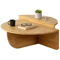 Dmora Wohnzimmertisch Dgiarett, Niedriger Wohnzimmertisch, Kaffeeregal, Couchtisch für Sofa, 90x60h35 cm, Eiche