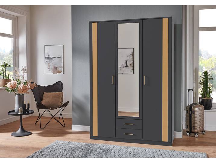 Drehtürenschrank Agadir 135cm Schwarz/Graphit