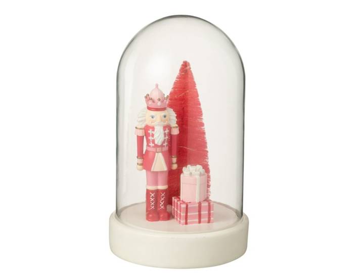 Cloche décoration noël avec led en verre blanc 15.5x17.5x28.5 cm
