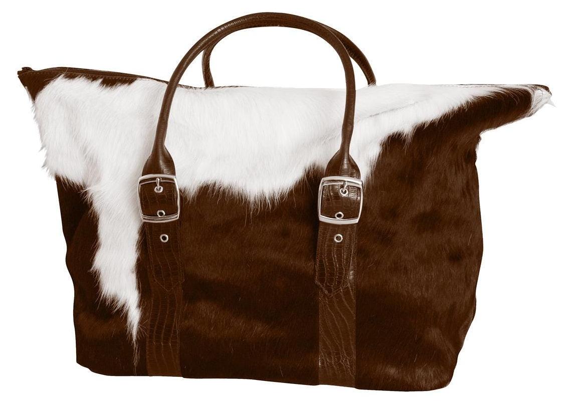 Scippis Reisetasche - Travel Bag Cow - Lederne Wochenendtasche mit Kuhfell - Einzigartig & stilvoll für Reisen