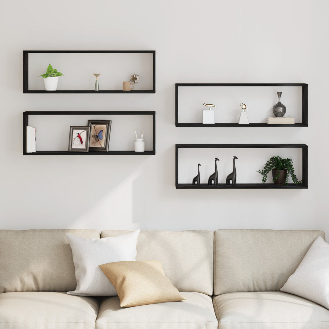 Brayden Studio Floating Shelf Black 26cm H x 80cm W x 15cm D