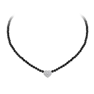 Kette mit Anhänger CELESTA, schwarz (weiß), Halsketten, Damen, 51cm, Silber 925 (Sterlingsilber), L: 48 B: 3mm, glänzend, B:3mm
