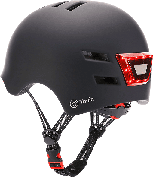 Casco - Youin LED, Para patinete eléctrico o bicicleta, Talla M, LED Frontal y trasero, Negro